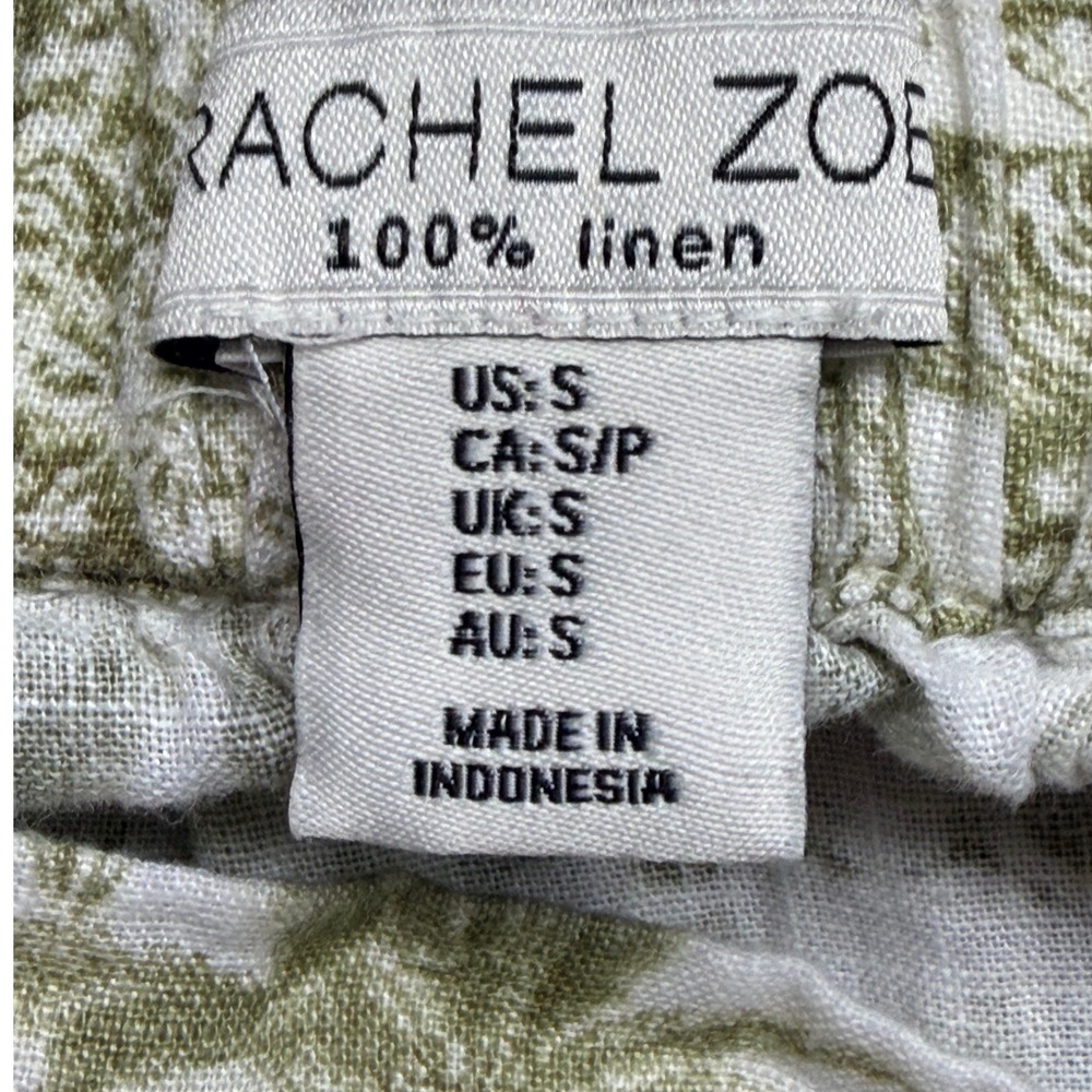 Rachel Zoe Toile Linen Midi Skirt Womens Size S Green Aninmal Safari Jungle Chic - Picture 4 of 11